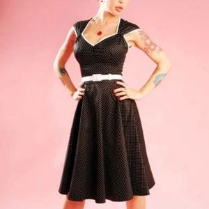 Pinup Couture black with white polka dot dress